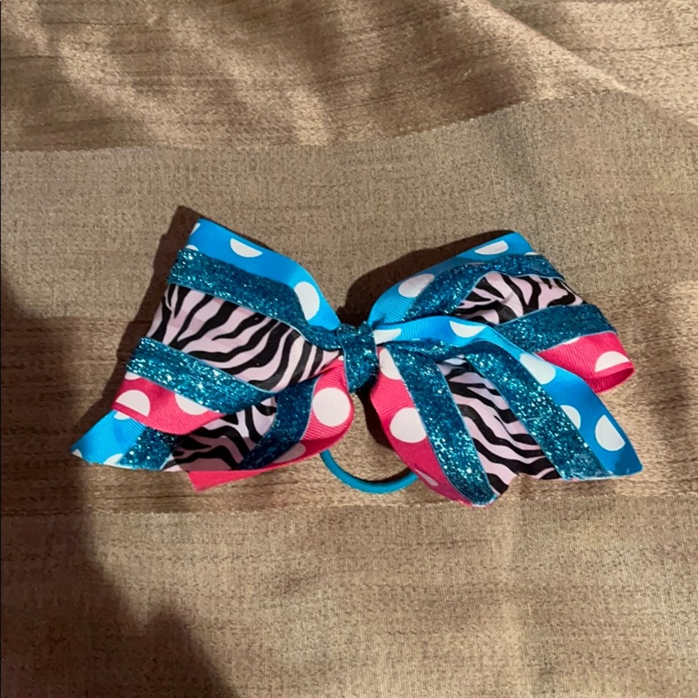 CUTE PINK AND BLUE HAND CRAFTED CHEERLEADING BOW